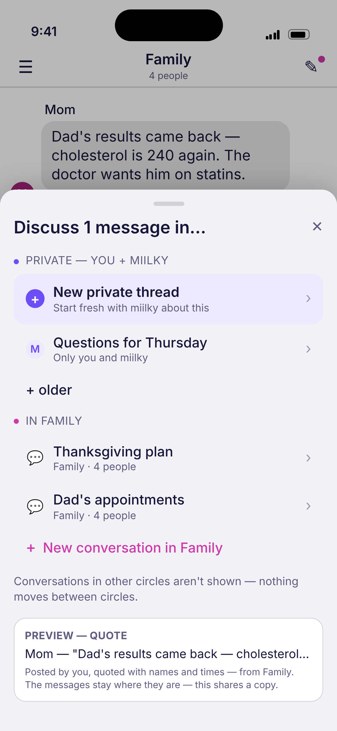 Just you and miilky, or back in Family. Never anywhere else.